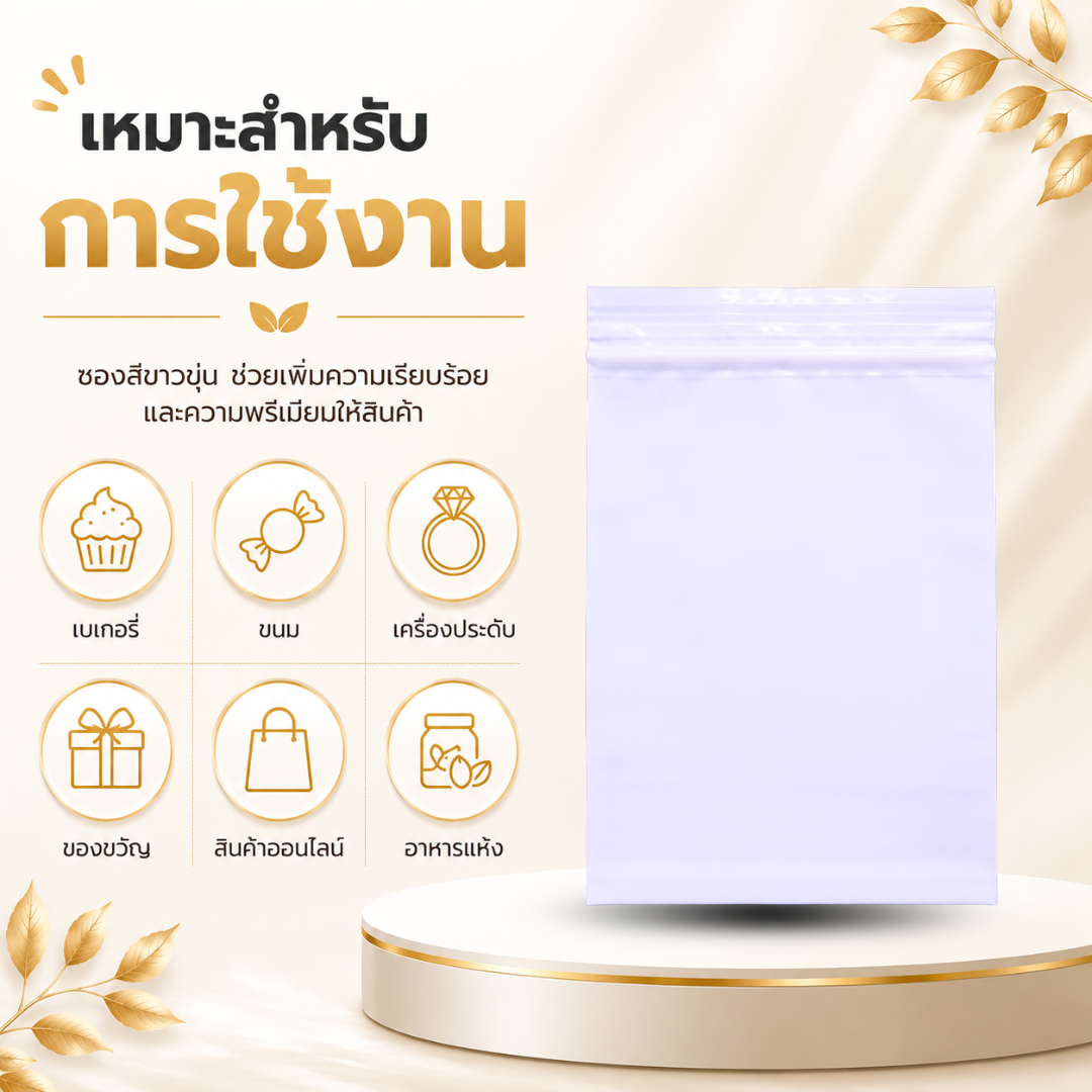ถุงซิปล็อคสีขาวขุ่น pe food grade แพ็ค 1 กิโลกรัม ถุงซิปล็อคสีขาวขุ่น pe food grade แพ็ค 1 กิโลกรัม