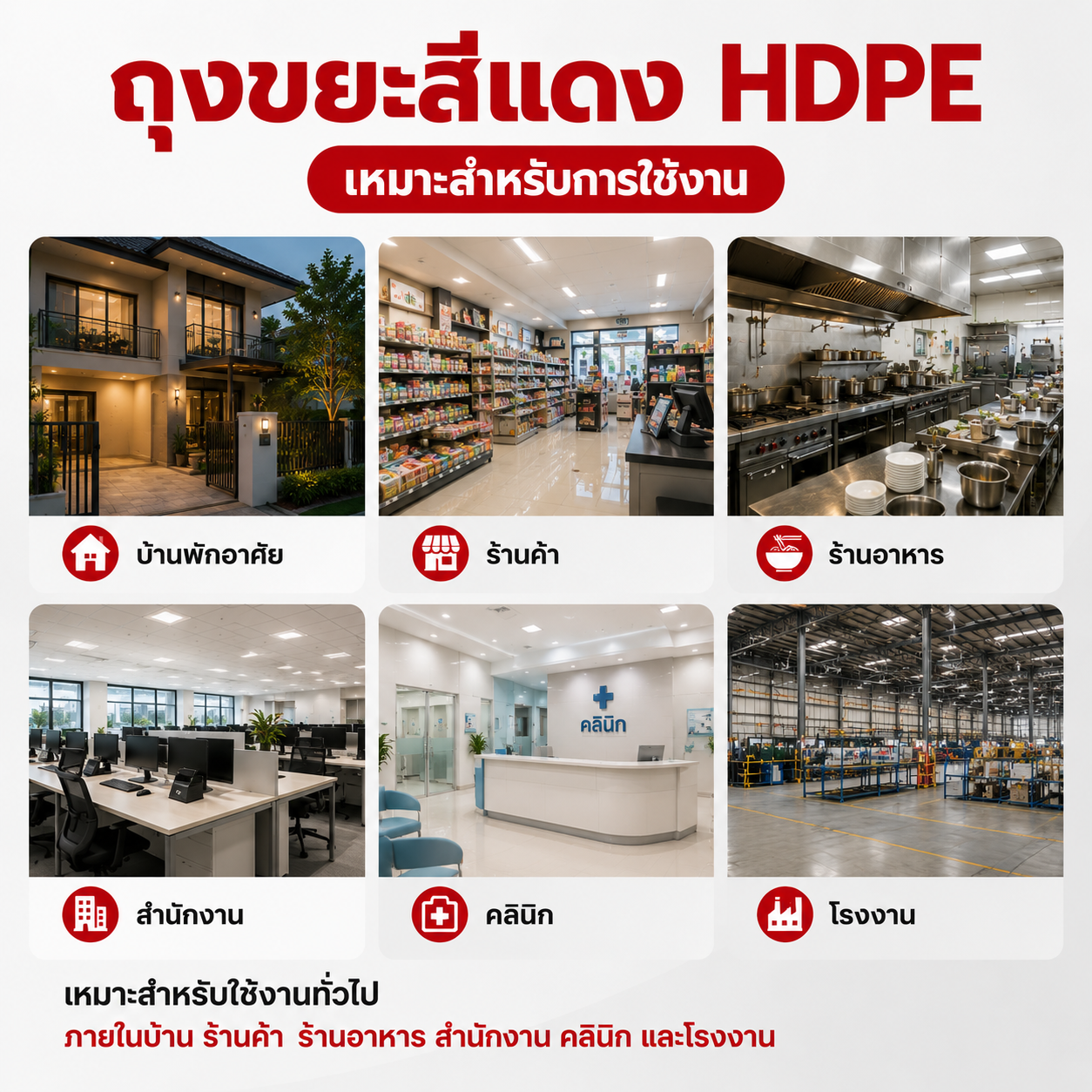 ถุงขยะสีแดง hdpe แพ็ค 1 กิโลกรัม เหนียว แข็งแรง รับน้ำหนักได้ดี ถุงขยะสีแดง hdpe แพ็ค 1 กิโลกรัม เหนียว แข็งแรง รับน้ำหนักได้ดี