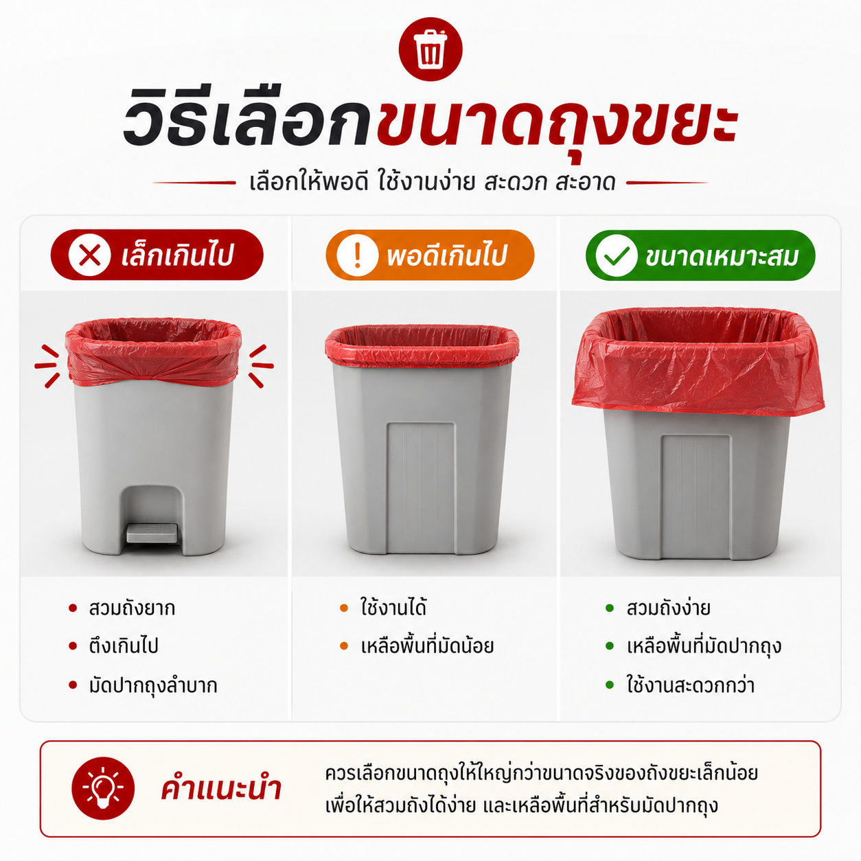 ถุงขยะสีแดง hdpe แพ็ค 1 กิโลกรัม เหนียว แข็งแรง รับน้ำหนักได้ดี ถุงขยะสีแดง hdpe แพ็ค 1 กิโลกรัม เหนียว แข็งแรง รับน้ำหนักได้ดี