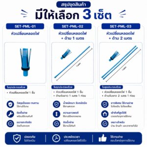 ไม้เปลี่ยนหลอดไฟ รุ่นพรีเมียม ปรับขนาดได้ สำหรับหลอดไฟ 4.2–7.9 ซม. 32